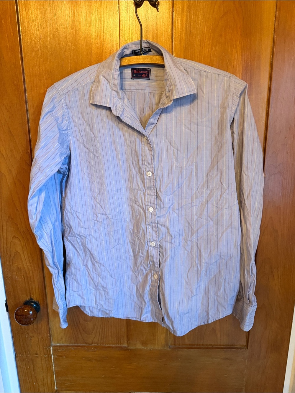 Women's Light Blue Pinstripe Button-Down Shirt